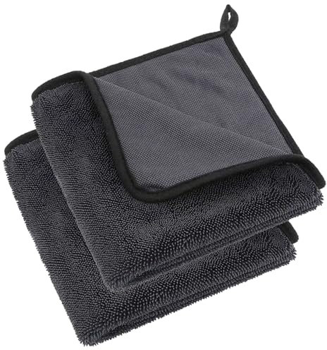 Bathroom Drying Cloth,2 Piece Large Cleaning Towels,Microfibre Cleaning Drying Towels Super Absorbent Cloth for Removing Water in Shower and Bathroom Neat(40 x 40cm,Black)