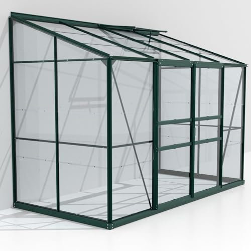 Vitavia Anlehn-Gewächshaus Styx 3300, smaragd, 3,3 m², 3 mm ESG | Wetterfestes & stabiles Wand-Gewächshaus zur Pflanzenanzucht | Ideales Treibhaus für Gemüse, Kräuter & Blumen