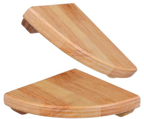Luxshiny Étagère d'angle Murale en Bois D'hévéa 15 Cm Ronde, Style Éventail Rustique, Lot De 2 Pièces, Rangement Multifonction pour Salle De Bain, La Cuisine Et Chambre