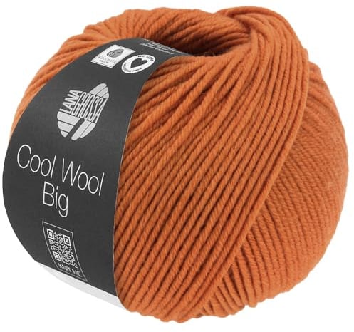 LANA GROSSA Cool Wool Big | Extrafeine Merinowolle waschmaschinenfest und filzfrei | Handstrickgarn aus 100% Schurwolle (Merino) | 50g Wolle zum Stricken & Häkeln | 120m Garn FB 1036