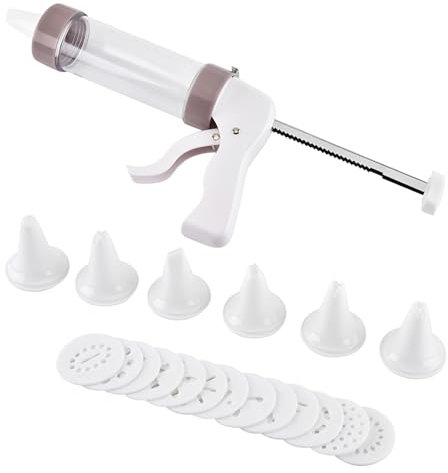 Plätzchenpresse Zum Backen, Backhelfer, Vielseitige Kekspresse mit 13 Aufsätzen und 6 Spritztüllen zur Dessertdekoration