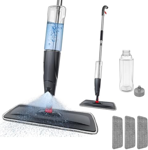 Microfibre Spray Mop for Cleaning Floors, Floor Cleaner Mop 700ML Refillable Bottle, 360°Rotatable Hardwood Cleaner Kitchen Floor Cleaner for Laminate Wood