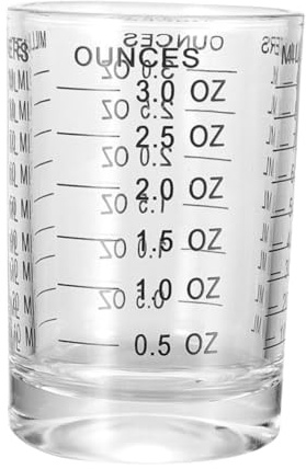 DEARMAMY Misurino di Vetro da 90ml Scala Graduata, Leggero e Resistente per Caffetterie e Hotel, Bicchiere Dosatore per Caffè e Bevande