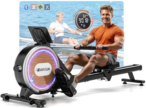 Rudergerät für Zuhause, DMASUN Magnetisches Rudergerät mit Upgrade Doppel-Slide-Rails, APP-Verbindung, 16 Widerstandsstufen, LCD-Datenanzeige, ideal für Cardio-Training