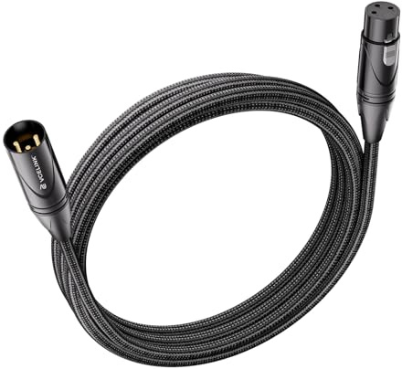 VCELINK XLR-Kabel 1.8M, Doppelt Geschirmtes Nylongeflochtenes Mikrofonkabel | Vergoldeter Stecker zu Buchse, Kompatibel mit Tonstudio, Auftritte, Live-Sound, Streaming, Karaoke