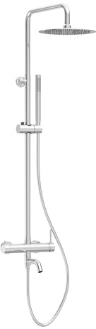 Balneo Colonne de Douche – Montage mural pour un usage confortable – Pommeau de douche avec douchette – Système de douche économe en eau – Confort et design – Chrome – Modèle 1