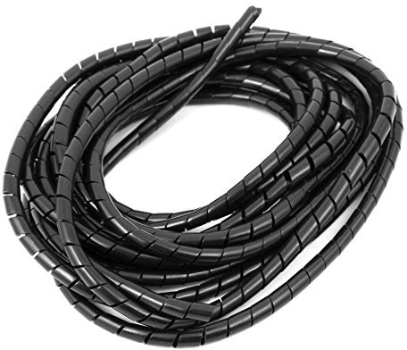 Sourcingmap 5mm Flexible Spiral Tube Cable Wire Wrap Computer Manage Cord Black 4 Meter