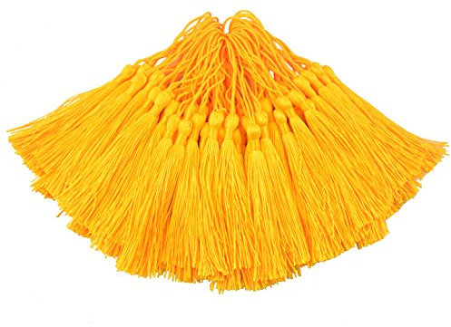 Makhry 100pcs Nappe Segnalibro 13cm / 5 Pollici Filo di Seta con 2-inch Cord Loop e Piccolo Nodo Cinese per la Creazione di Gioielli, Souvenir, Segnalibri, Accessori Artigianali Fai da Te (Oro Reale)