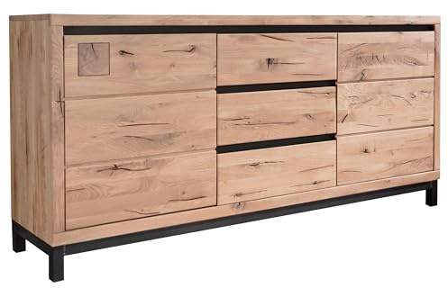 MASSIVMOEBEL24.DE Sideboard Wildeiche beige geölt VILLANDERS #209 | 175x45x85 cm (BxTxH) 107 kg Modern montiert vollmassiv