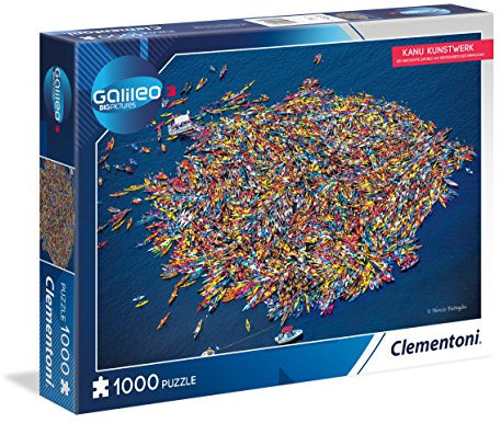 Clementoni 59088 Kanu Kunstwerk – Puzzle 1000 Teile ab 9 Jahren, buntes Erwachsenenpuzzle mit kräftigen Farben, Geschicklichkeitsspiel für die ganze Familie, schöne Geschenkidee