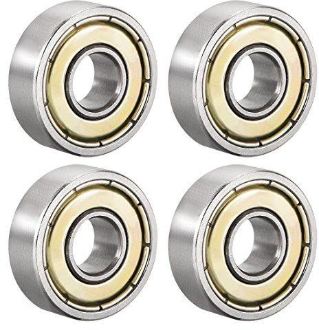 sourcing map 607ZZ Deep Groove Ball Bearing Double Shield 607-2Z 80017 7mm x 19mm x 6mm High Carbon Steel Z1 Bearings (Pack of 4)