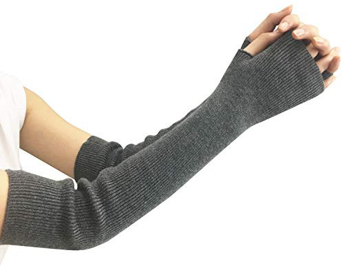Amorar Damen Winter Handschuhe Gestrickte Armstulpen Kaschmir Armwärmer Lange Fingerlose Pulswärmer Hand-Stulpen Handwärmer Armhülse