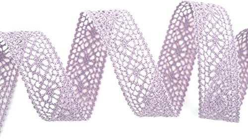 5 m x 25 mm Spitzenband Verona FLIEDER Lavendel Baumwollspitze Häkelspitze geschlossene Spitze Spitzenborte Dekoband Schleifenband