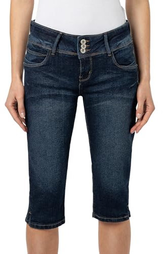 Sublevel Damen Capri Jeans Stretch-Hose aus Ring-Denim Dark-Blue XS