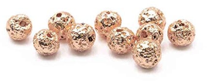 Vintageparts Lava Stone Beads in Rose Gold Plated 4 mm Pack of 10 for Jewellery Making DIY Girls Women Unisex