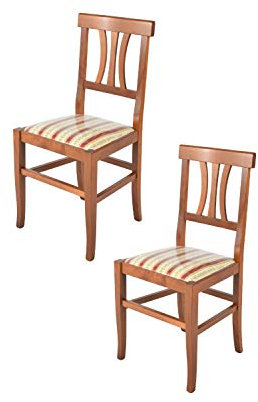 Tommychairs - Set 2 sillas Artemisia para Cocina y Comedor, Estructura en Madera de Haya Color Nogal Claro y Asiento en Tela lisere roja