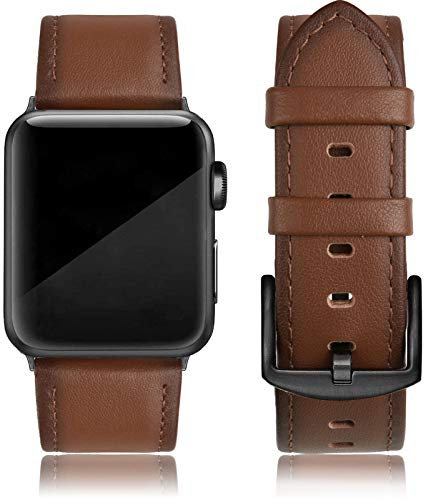 Edimes, cinturino in pelle compatibile con Apple Watch da 42 mm e 44 mm, cinturino di ricambio in vera pelle vintage, compatibile con Apple Watch iwatch serie 6 5 4 3 2 1, SE Sports & Edition