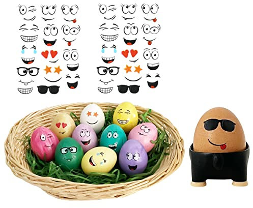 Eier Tattoos/Eier Aufkleber freche Gesichter - 2 Bögen Eier Sticker - Osterei, Eierfärben, Osterdeko, Eierfarbe, Eier färben