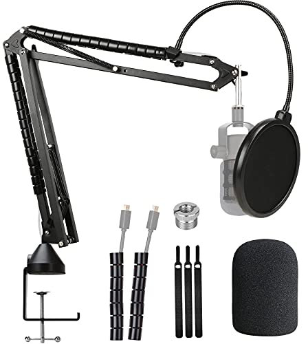 YOUSHARES Rode PodMic Stand with Microphone Cover Foam - Mic Boom Arm and Pop Filter for Rode PodMic Podcasting Microphone