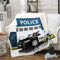 Homewish Kinder Polizeiauto Sherpa Decke,3D Auto Muster Plüsch 150X200 Für Kinder Jungen Mädchen Teens Schlafzimmer,Grau Blau Leichte Decke Cartoon Stil Fleece Decke Schlafzimmer Dekor