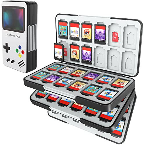 HEIYING Spielkarten Aufbewahrungsbox für Nintendo Switch 2/OLED/Lite, Individuelles Muster Tragbarer Game Cards Aufbewahrungsbox mit 72 Game Card Slots und 24 Micro SD Card Slots