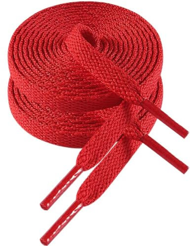 VSUDO 200 cm Lacci per Scarpe Rosso Piatti da Ginnastica, Lacci Sneakers Rosso Larghi 8mm, Red Shoelace, Stringhe Scarpe da Ginnastica, Lacci per Scarpe Sportive di Ricambio (1 Paio-Rosso-200cm)