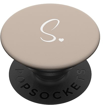 Sand/Beige/Hellbraun Buchstabe S Initiale Herz Monogramm Niedlich PopSockets Klebender PopGrip
