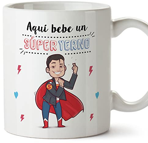 MUGFFINS Tazas para YERNO - En Español - Super Familia - 11 oz / 330 ml - Regalo original y divertido