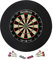 Stagecaptain DBS-1715 Bullseye Pro Dartscheibe mit Pfeilen - Profi Steeldartscheibe aus Sisal - Dartboard mit dünnen Drähten - Dart Scheibe mit 6 Dartpfeilen und 4 Sets Flights - Set inkl. Catchring