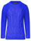 GirlzWalk® Women's Chunky Cable Knitted Jumper - Ladies Crew Neck Long Sleeve Diamond Knit Sweater Top (Royal Blue, 24-26)