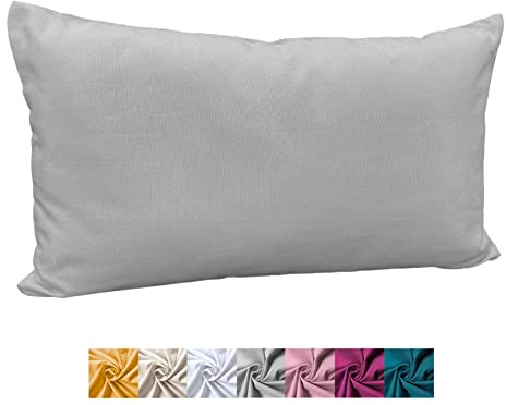 heimtexland ® Deko Kissenhülle Baumwolle Kissen Bezug Natur Dekokissen Typ849 Grau 30x50 cm