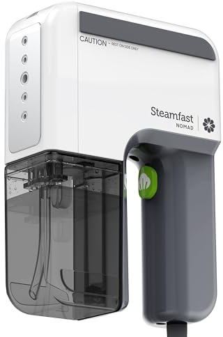 Steamfast NOMAD Portable Travel Steamer for Clothes - Handheld Garment Steamer with 30 Second Heat Up, 11 Minutes Steam Time, 7.5 ft Cord, 5 oz Tank, Chemical Free
