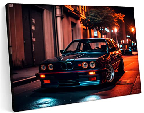 Printonia Bilder Leinwandbild 120x80cm BMW 3er e30 Car City Classic Tuning Art.-Nr