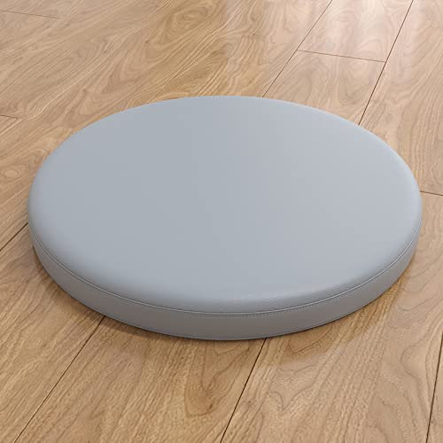 Trayosin Sitzkissen Rund Sitzkissen Stuhl Memory Foam aus Kunstleder Sitzkissen Boden Rund Sitzauflagen Dauerhaft rutschfest Gemütlich Sitzpolster für Tatami Garten Büro (Grau,30cm)