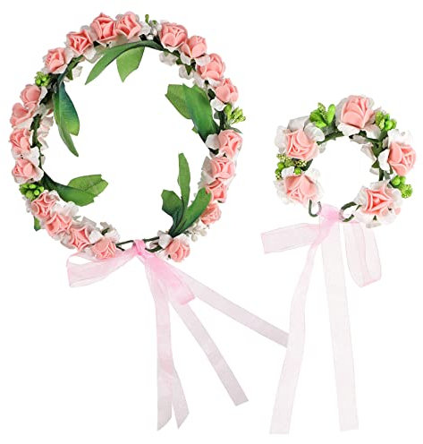 Abaodam 2st Künstlicher Kopfkranz Stirnbänder Mit Blumengirlanden Blumenmädchen Blumen- Blumenkranz Hochzeit Bräute Floraler Haarkranz Blumenarmband Brautjungfer Rose Schmuck