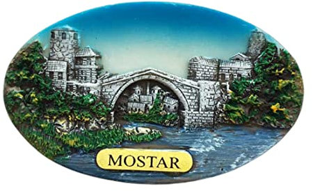 Moiilvcla Old Bridge Mostar Bosnien und Herzegowina Kühlschrankmagnet Reise Souvenir 3D Kühlschrank Dekoration Magnetaufkleber handbemalt