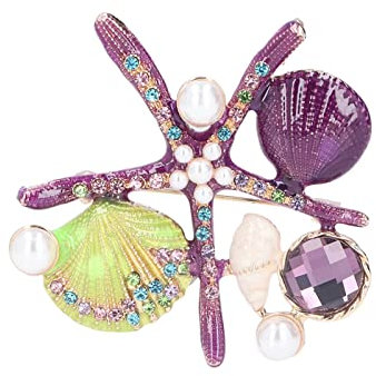 Seestern Brosche, Legierung Strass Kristall Brosche Farbe Brust Schnalle Pin Kristallpin Frauen Muschel Tasche Perle Corsage Kleidung Zubehör Kleid Schal Dekoration Krawatte Hut Geschenk Hochzeit Blau