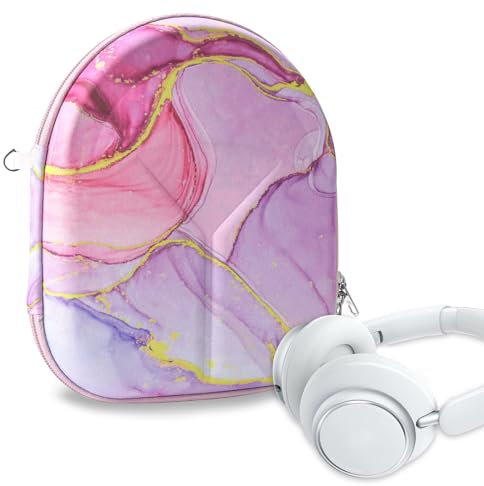 Geekria Nova Funda para Auriculares Compatible con Soundcore Space One, Q45, Life Q35, Life Q30, Q20i, Life Q20+, Life Q20, Bolsa de Transporte de Viaje rígida de Repuesto (mármol Rosa)