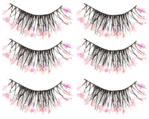FRCOLOR 3Paare Eyelashes für Frauen Glitzernde Falsche Wimpern für Bühnenaufführungen Natürlicher Look Kurze Wimpern Einfache Anwendung