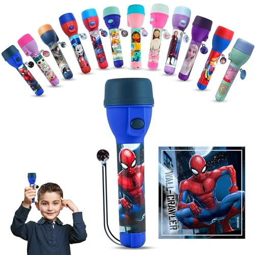 SRV Hub 16cm Spiderman Big Torch, Water-Resistant Design LED Flashlight Gift for Kids Boys, Plastic Night Light for Camping, Hiking, Xmas and Emergencies | Batteries Included
