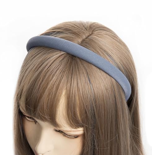 axy Haarreif aus Stoff mit feinen Metallicfäden - gepolstert - Wunderschön Damen Stirnband Haarschmuck Haarreifen HRK7B (Jeansblau)