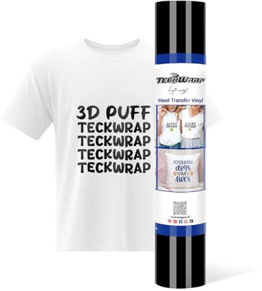TECKWRAP Vinilo de transferencia de calor 3D de 10 x 60 pulgadas, vinilo adhesivo HTV para planchar para todas las máquinas cortadoras, vinilo de prensa de calor hinchado para camisas, fácil de cortar