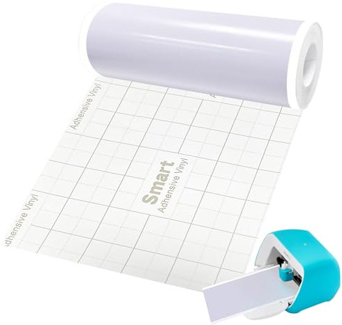 Smart Vinyl Permanent für Cricut Joy, 14cm*200cm Weiß Vinylfolie Plotter, Transferfolie Plotter Set für Laptops, Telefone, Wände und mehr