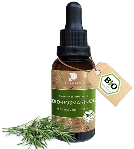 PHINTIN® BIO Rosmarinöl Haare | 100% NATURREIN | Haarwachstum & Kopfhaut stimulieren | 30 ML Haaröl | Ätherisches Rosmarin Öl | Zertifiziert aus Deutschland