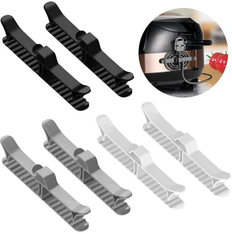 Avvolgicavi, 6 pezzi, organizer per cavi, per elettrodomestici, gestione dei cavi, cucina, autoadesivo, per utensili da cucina, clip per cavi per macchina da caffè, mixer Air Fryer (S1)