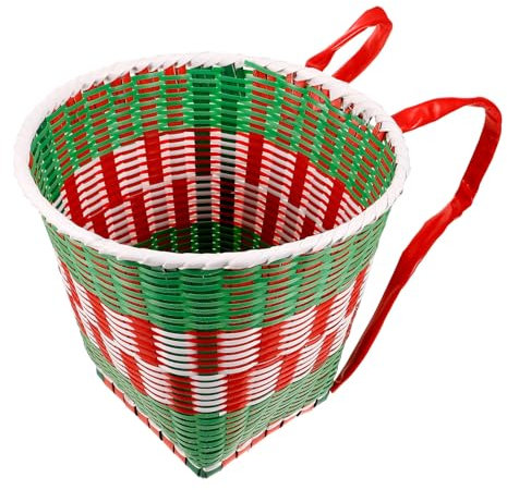 Supvox Kleiner Rucksack Aus Weide Handgefertigte Rattankörbe Mit Schultergurt Hängekorb Aus Geflochtener Weide Rustikaler Bauernhaus-Wandpflanzer Blumenvase Für Picknick Im Freien Grün