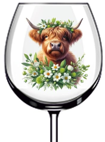 12x Floral Highland Cow Colourful Wine Glass Bottle Tumbler Nursery Laptop Van Car Party Decor Vinyl Sticker Decal a16800