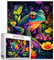 Tucocoo Buntes Frosch-Puzzle, 1000 Teile, Puzzles für Erwachsene, lustige Tiere, tropische Blumen, abstrakte Kunst, Puzzles für anspruchsvolle Familienaktivitäten, DIY-Puzzle für Heimdekoration,