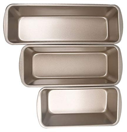 Juego de 3 moldes rectangulares para pan tostado, pan, pasteles, acero al carbono, suministros para hornear