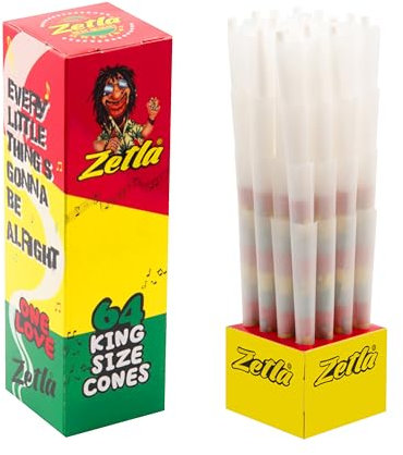 Zetla® 64 Rasta Cones De Luxe Size - Vorgedrehte Joint Tubes - Conische Tubes mit Filter (109 x 30 mm) - Joint Cones De Luxe Size - Vorgedrehte Papers